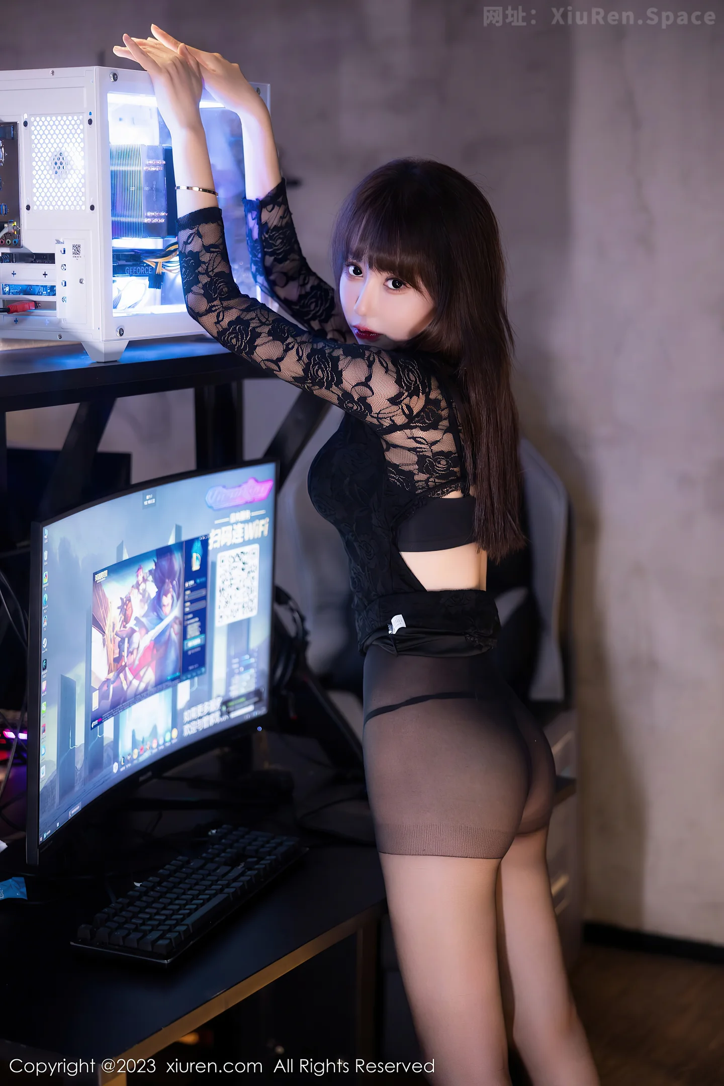 图片[5]-[XiuRen秀人网]VOL.7751 新人模特韩系学妹黑色网纹上衣露轻透内衣配超薄黑丝魅惑写真101P-秀人网官方网站